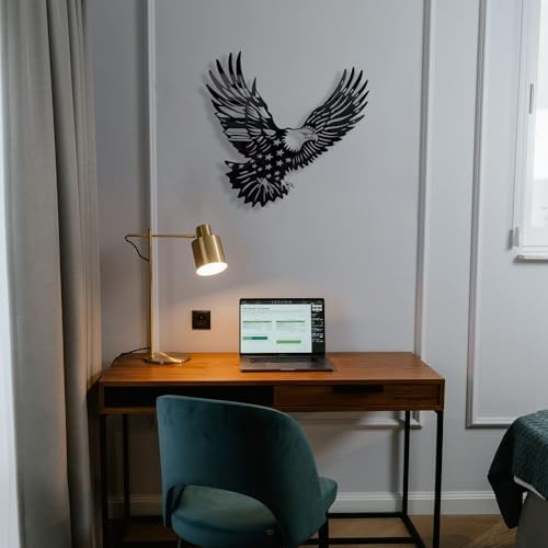 Patriotic Bald Eagle Flag Metal Wall Art 30 Inch