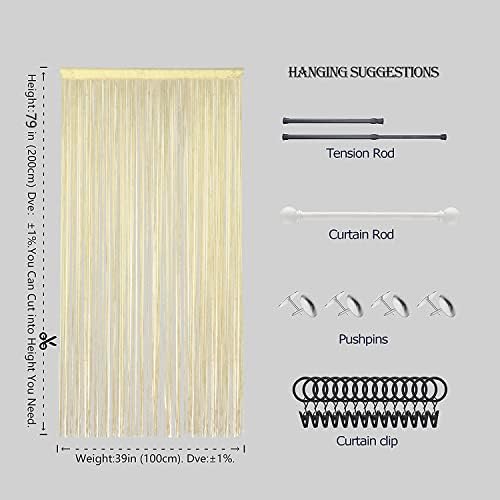 Beaded Curtain Door Divider with Telescopic Rod