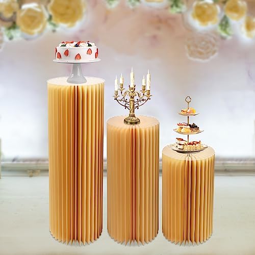 3PCS Cylinder Pedestal Stands for Wedding Displays