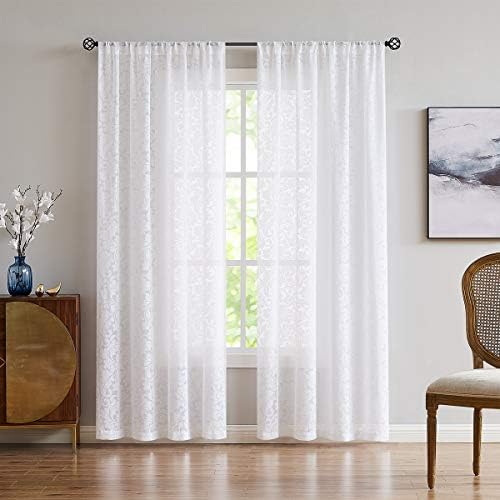 Treatmentex White Sheer Curtain Panels Set 54x84x2