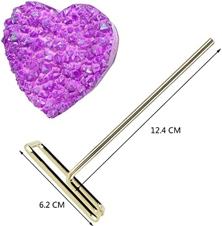 Amogeeli Heart Shaped Rock Crystal Cluster with Stand Purple