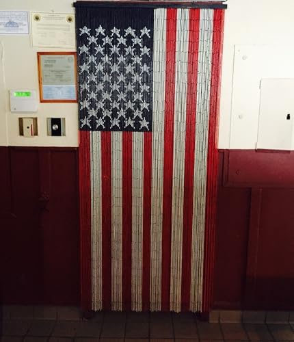 125 Strand American Flag Beaded Curtain with Hanging Hardware