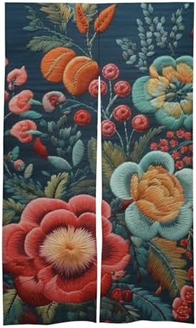 Japanese Noren Flowers Berries Door Curtain 34x57 Partition