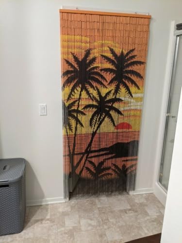 Beaded Curtain 125 String Tropical Palm Trees 36x79