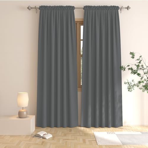 UPOPO Blackout Curtains 52x80 2 Panels Dark Grey