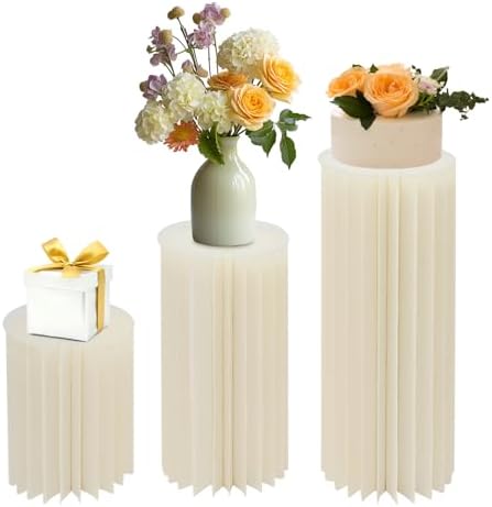 Dlinanta Cardboard Flower Stands 3PCS Cylinder Pedestal