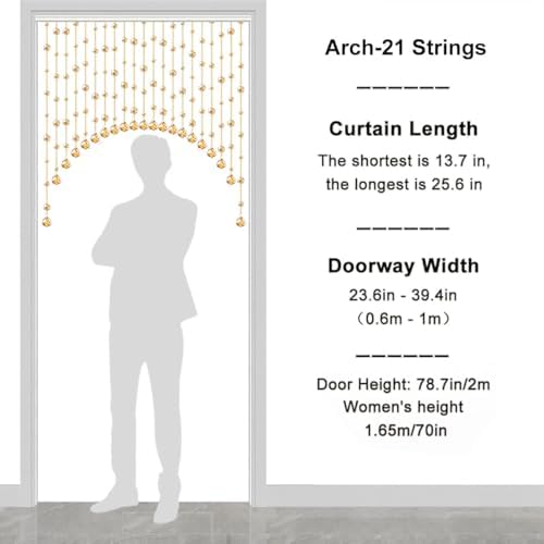 Crystal Beaded Curtain for Doorway 20 String Room Divider Panel