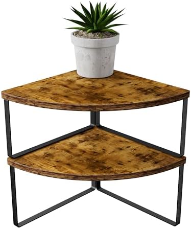 Golener Corner Shelf Countertop Organizer Set of 2 Rustic Brown