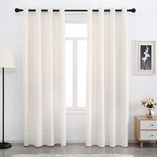SPXTEX Cream Velvet Curtains 84 Inch Long Set of 2 Grommet Top Panels