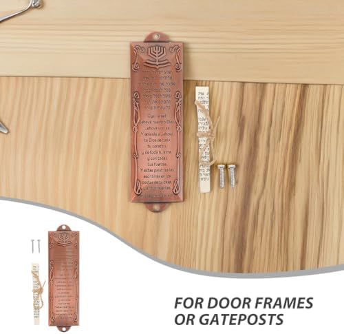 LUOZZY 2pcs Red Bronze Mezuzah with Scroll for Jewish Home Blessing