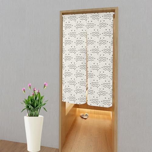 Japanese Noren Door Curtain with Simple Drawings