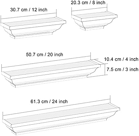 SRIWATANA White Floating Shelves Set of 4 24 Inch