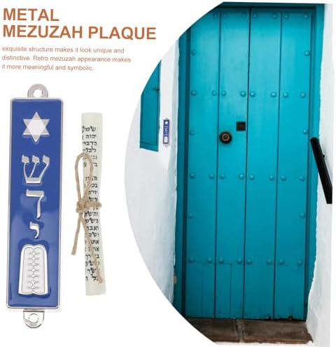 Garneck Metal Mezuzah Scroll with Hebrew Text for Door