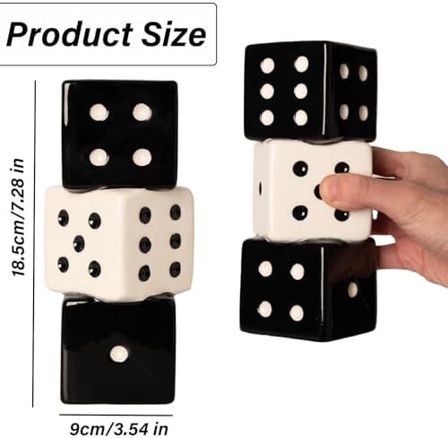Unique Handmade Dice Vase - Stylish Black White Ceramic Decor