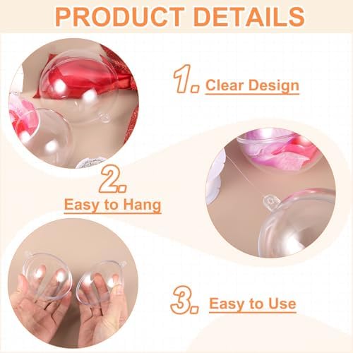 MECCANIXITY 39 Inch Clear Ornament Ball with Wire 6PCS