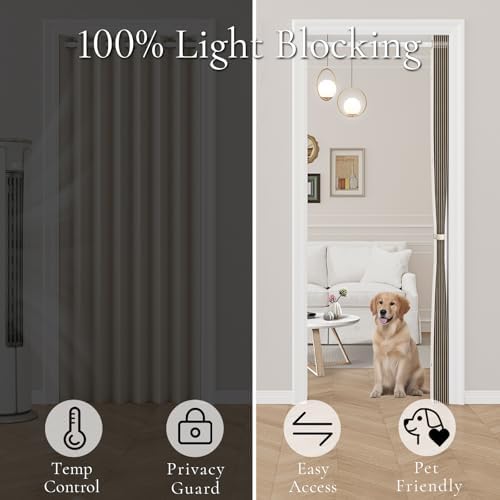 Pleated Folding Door Curtains 60x80 Blackout Panels