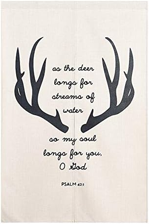 Cotton Linen Doorway Curtain with Antler Pattern 29x35 Inch