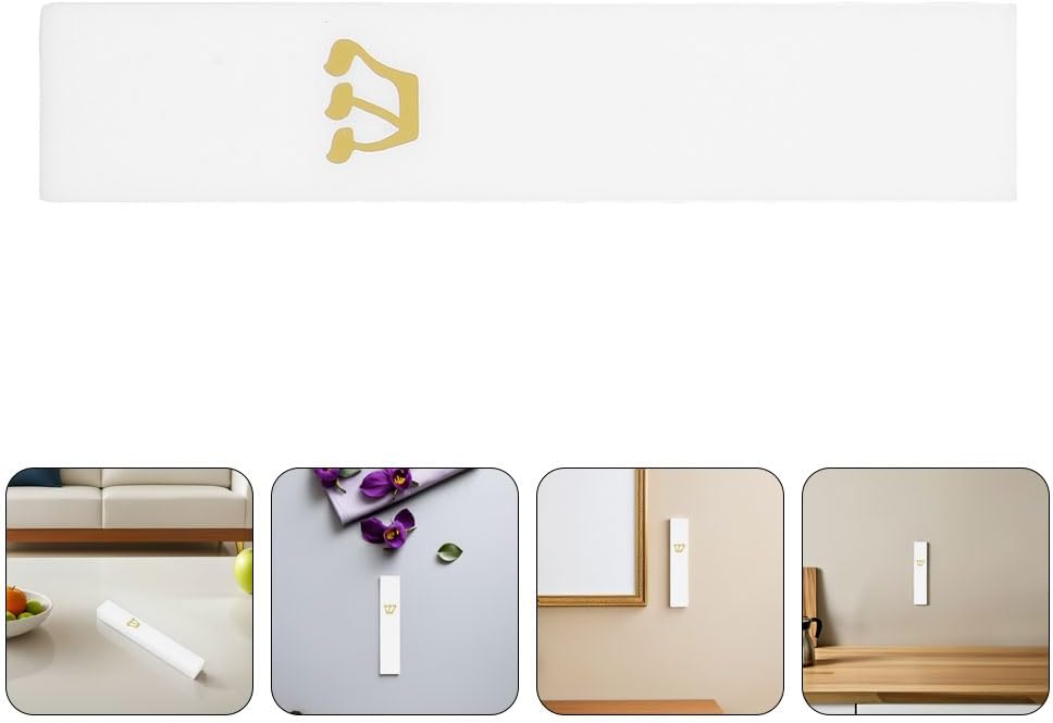 LOGOFUN 2pcs White Resin Mezuzah Case Door Decor