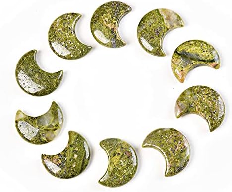 JIC Gem 10 Piece Moon Shape Unakite Quartz Tumbled Stones Set