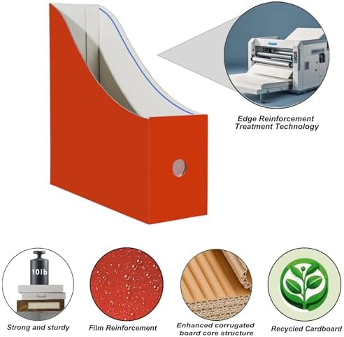 2 Pack Cardboard Magazine Storage Boxes for Desk and Shelves