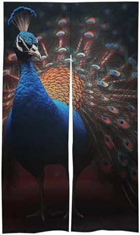 Japanese Noren Animal Feathers Door Curtain 34x57 Inches