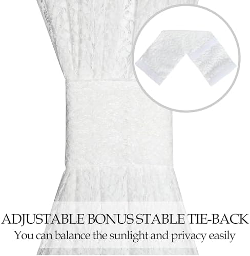 White Lace Panel with Tieback for French Doors and Windows