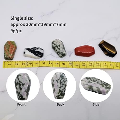 Carved Coffin Worry Stones Pendant Set Real Gemstone Healing Crystals 12pcs