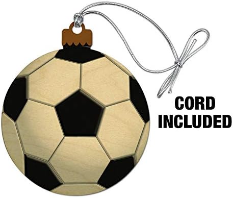 GRAPHICS AND MORE Soccer Ball Football Wood Christmas Ornament