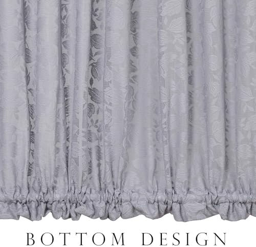 Lace French Door Curtain Grey Leaves 72 Inch 2 Pack