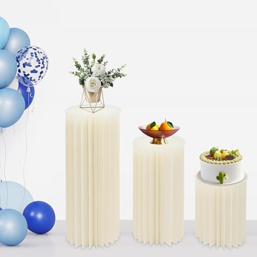 Dlinanta Cardboard Flower Stands 3PCS Cylinder Pedestal