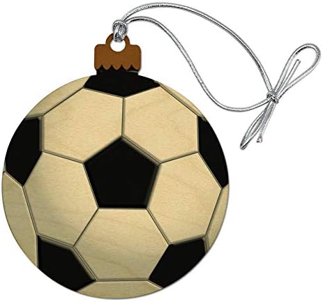 GRAPHICS AND MORE Soccer Ball Football Wood Christmas Ornament
