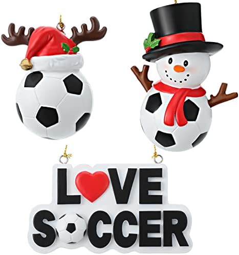 Maitys 3 Piece Christmas Soccer Ornament Set