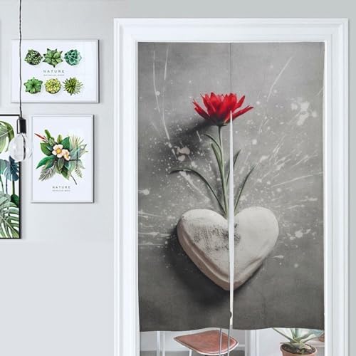 Japanese Noren Flowers Concrete Printed Door Curtain