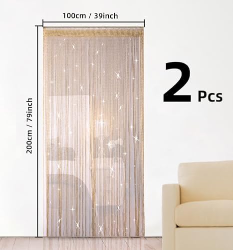 2PCS 39x79inch Glitter String Curtain Doorway Decor