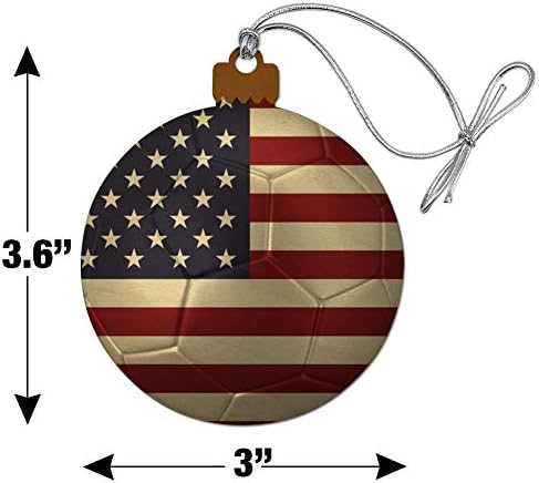 USA Flag Soccer Ball Wood Christmas Ornament
