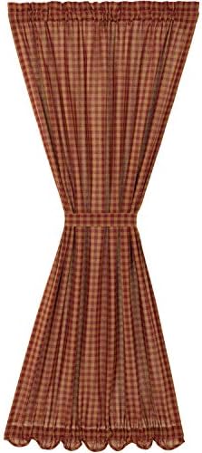 VHC Brands Burgundy Check Door Panel 72x40 Red