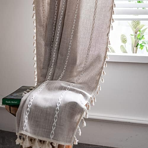 Yunsurey Light Brown Boho Curtain Panel 52x78