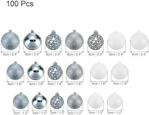 MECCANIXITY 100Pcs Shatterproof Christmas Tree Balls Lake Blue White