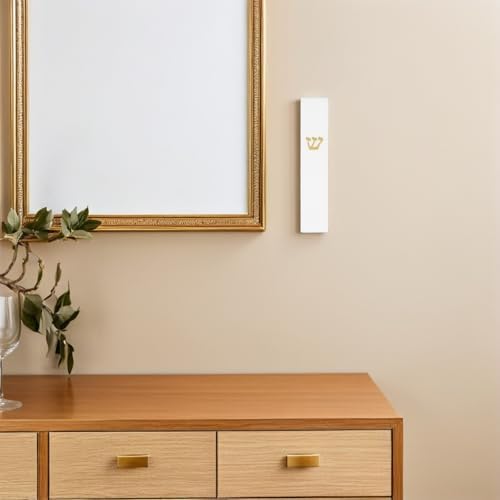 LOGOFUN 2pcs White Resin Mezuzah Case Door Decor