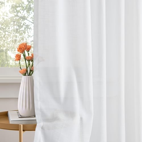 WEST LAKE White Pinch Pleated Sheer Curtains 84 Inches Long