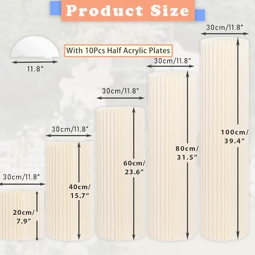 5 Pcs Foldable Cylinder Pedestal Stand for Party Decor