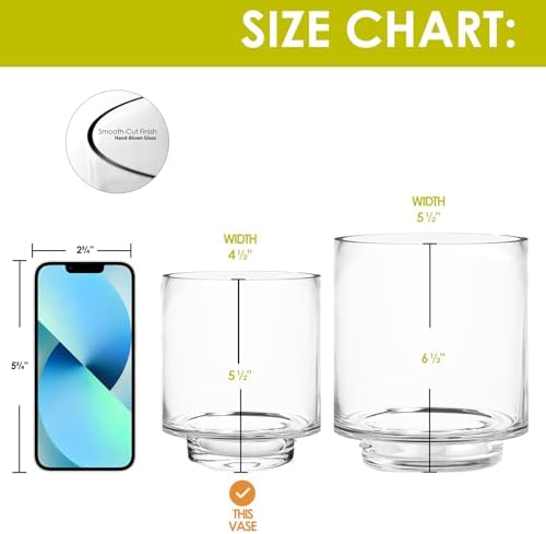 CYS EXCEL 55 x 45 Clear Glass Hurricane Vase