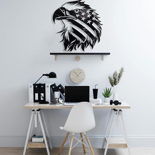 Patriotic Bald Eagle American Flag Metal Wall Art 30 Inch