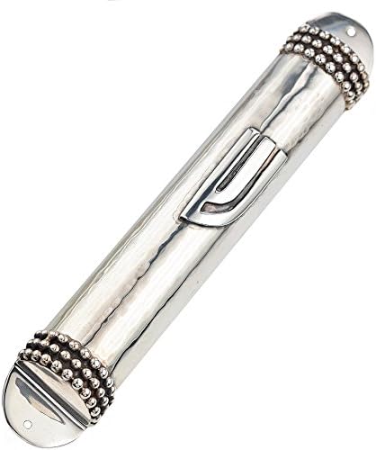 Sterling Silver Mezuzah Case with Beaded Design
