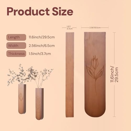 Wood Wall Vase Set of 2 for Dried Flowers and Faux Greenery