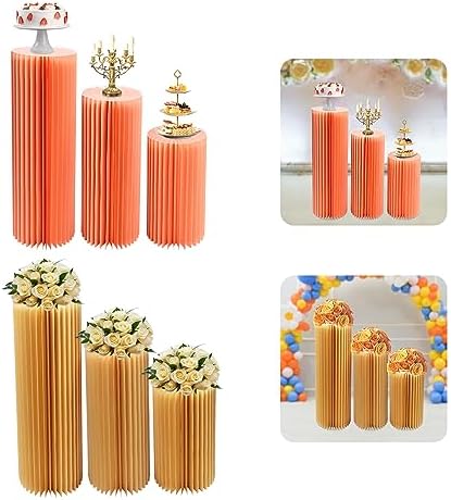 3PCS Cylinder Pedestal Stands for Wedding Displays