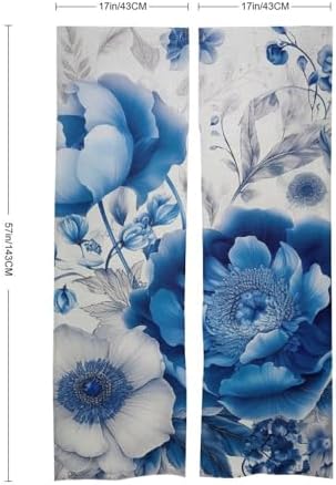 Japanese Noren Door Curtain with Flower Pattern Design 34x57 Inches