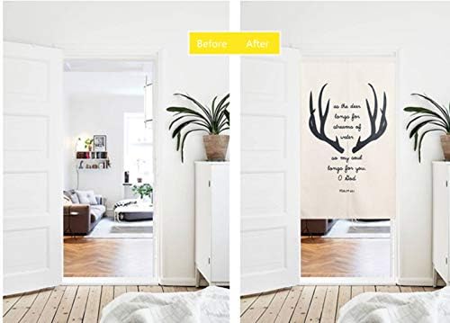 Cotton Linen Doorway Curtain with Antler Pattern 29x35 Inch