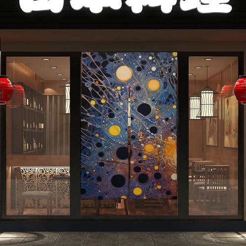 Japanese Noren Door Curtain Yellow Brown Print