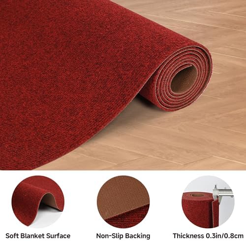 Red Runner Rug 3x5ft Waterproof Non-Slip Doormat